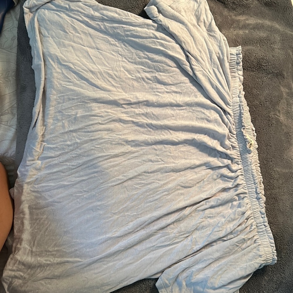 Iight blue off the shoulder summery top